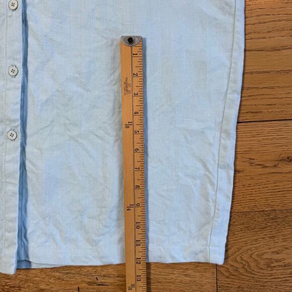 Eileen Fisher Linen Midi Dress Button Front Sleeveless Light Blue Minimalist - Picture 10 of 10